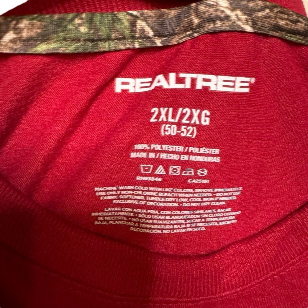 Realtree Unisex Red Logo Deer Antler Camo Detail Short Sleeve T-Shirt Size 2XL - Picture 6 of 6